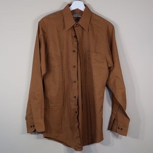 Van Heusen Satin Stripe Tan Long-Sleeve Dress